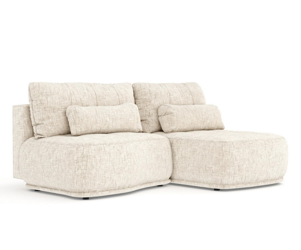 ECKSOFA MIT SCHLAFFUNKTION Batu Creme Webstoff - Beige/Creme, Holz/Holzwerkstoff (223/158cm) - Maison de Reve