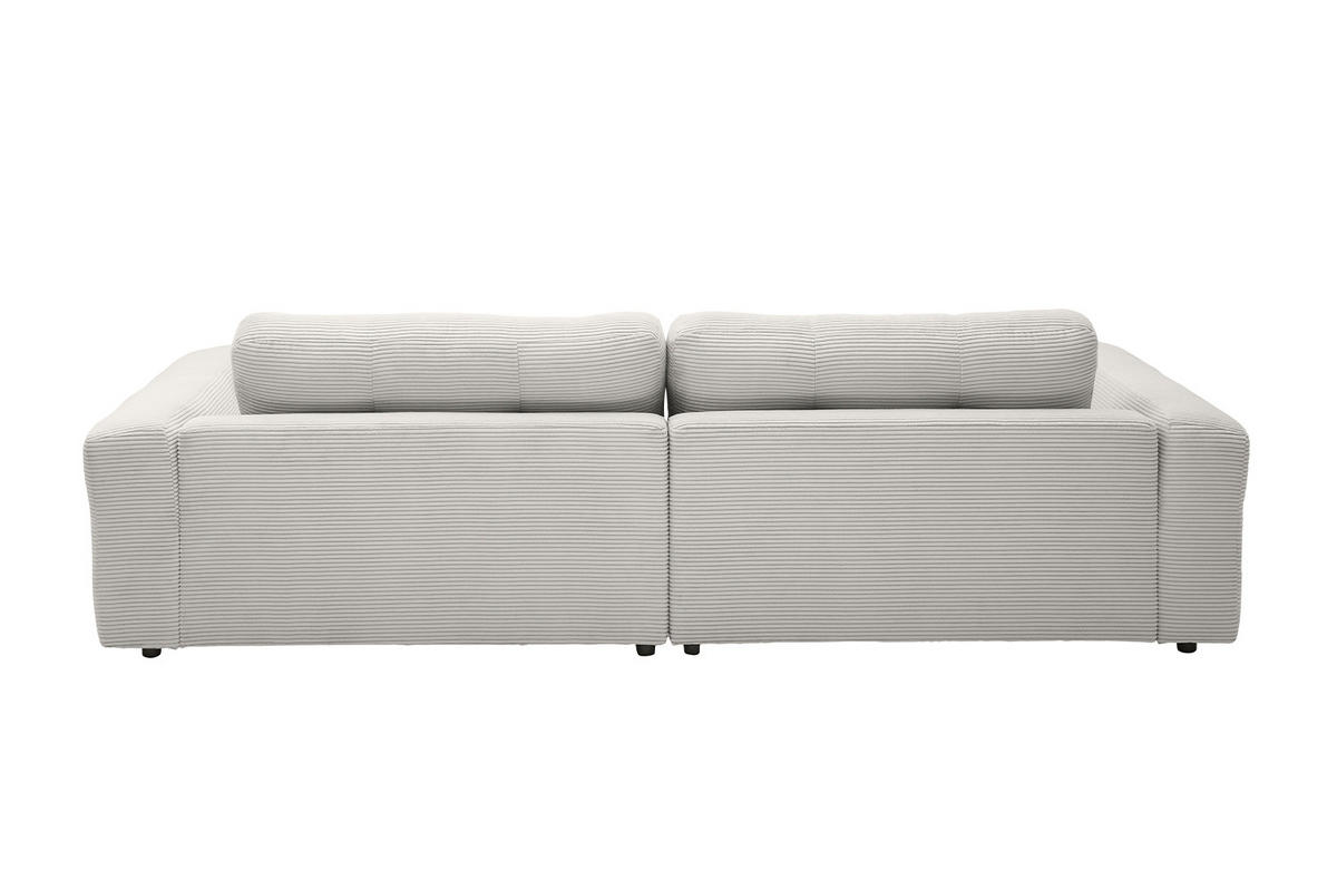 ECKSOFA MIKA Hellgrau Cord - Hellgrau/Schwarz, Kunststoff/Textil (276/167cm) - KAWOLA