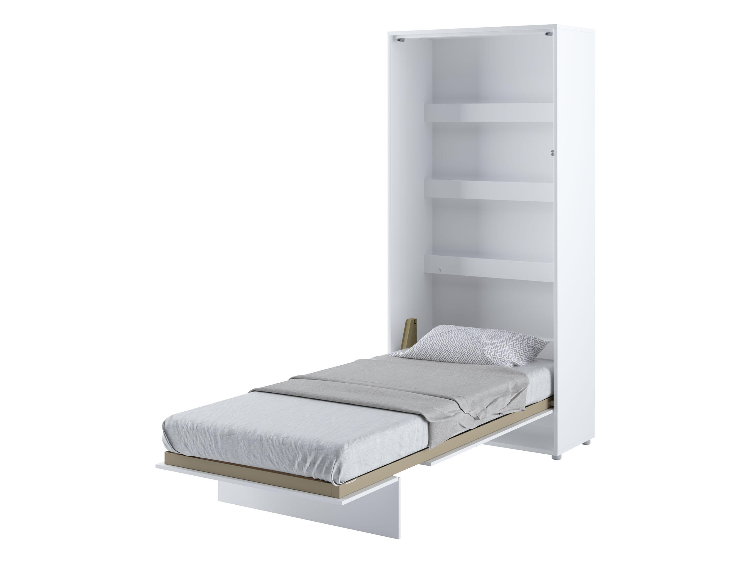 SCHRANKBETT Bed-Concept BC-03 90x200 mit zwei LED-Lampe und LED Beleuchtung - Weiß Hochglanz/Grau, Holz/Holzwerkstoff (90/200cm) - MIRJAN24