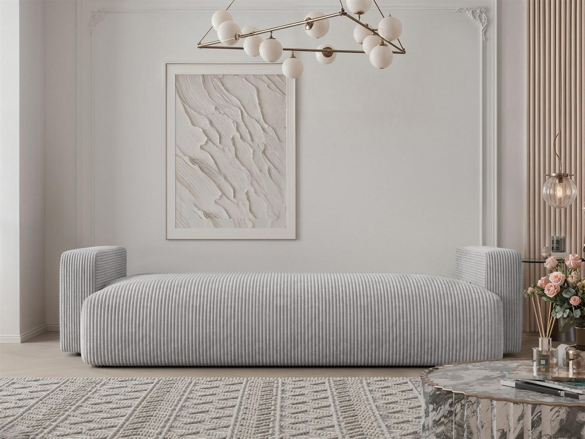 SCHLAFSOFA Luna - Hellgrau, Holzwerkstoff/Textil (246/79/96cm) - Fun Möbel