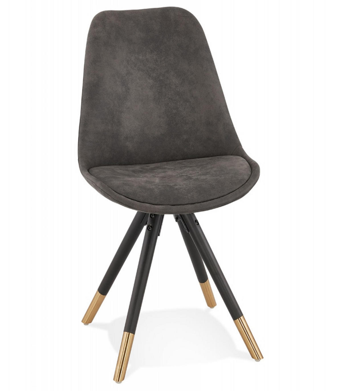 STUHL Holzgestell mit Goldakzenten Mikrofaserbezug gepolstert, Anthrazit 48x56x83 cm - Anthrazit/Schwarz, Holz/Buchenholz (48/83/56cm) - KADIMA DESIGN