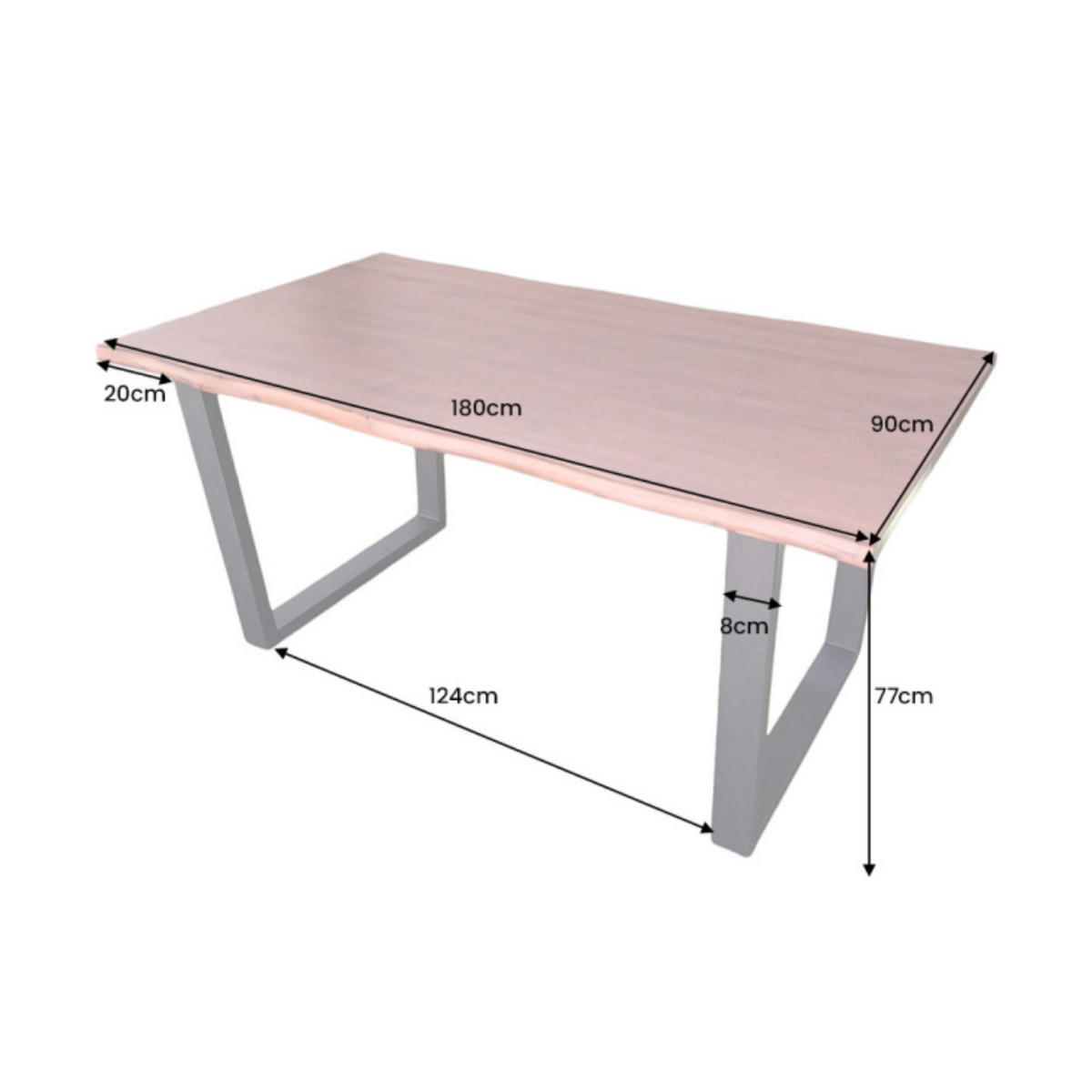ESSTISCH GENESIS Akazie Braun 180cm - Schwarz/Braun, Holz/Metall (90/180/77cm) - riess-ambiente