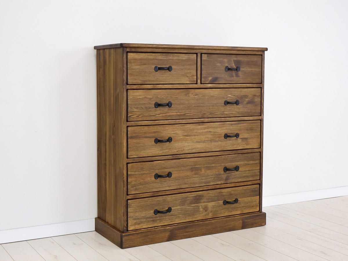 KOMMODE aus Massivholz Rustyk 5/6 - Dunkelbraun/Schwarz, Holz (112/125/45cm) - Seart