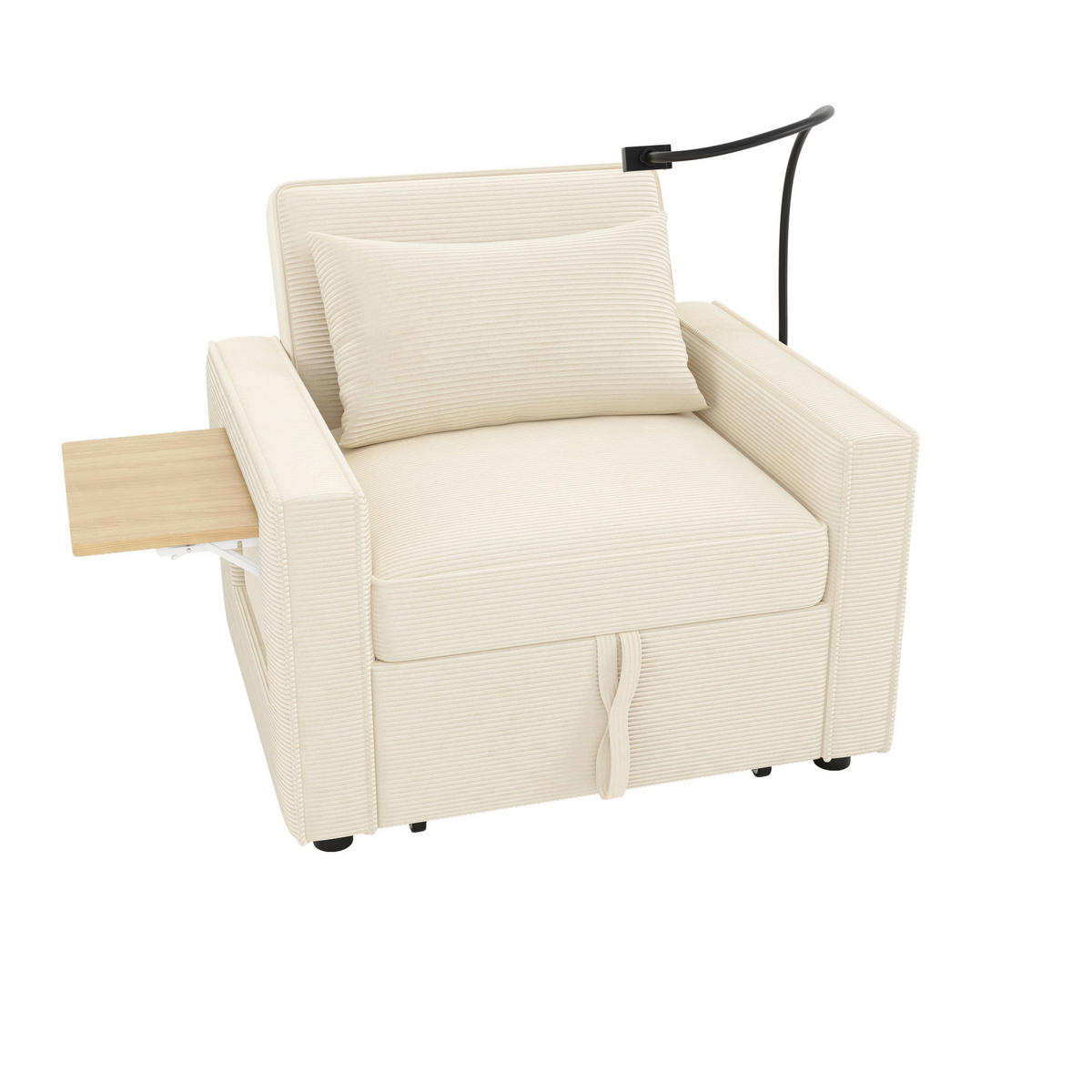 SCHLAFSOFA multifunktional 93 x 150 x 85 cm Cord Beige 1-Sitzer - Beige, Metall (150/85/93cm) - Meubliv