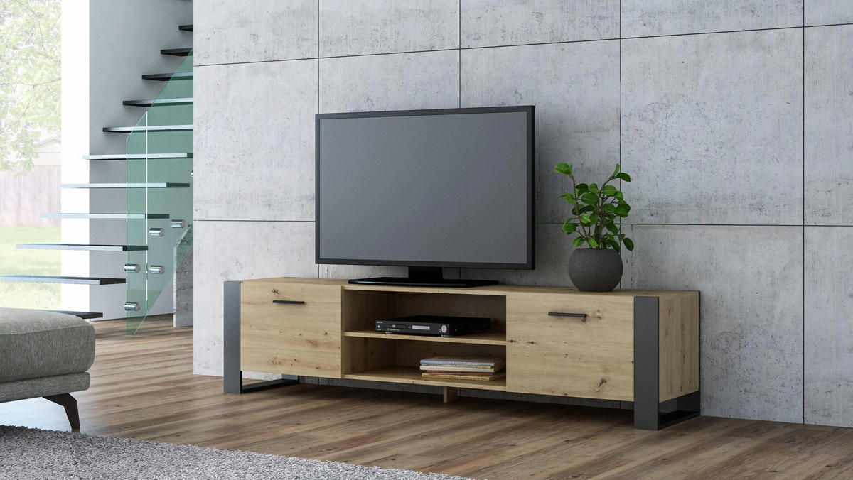 FERNSEHKOMMODE ALBA Artisan Eiche 185/43,6/50 cm - Eiche Artisan, Holzwerkstoff (185/50/43.6cm) - Matkam Möbel