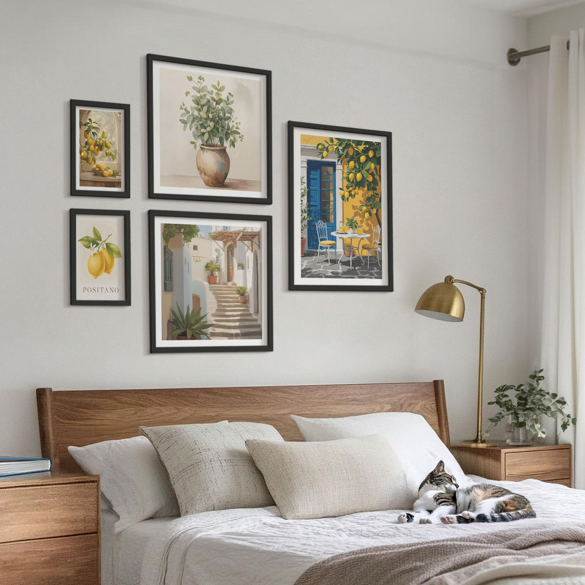 BILDER SET 5er Set - 50x50 cm & 20x30 cm & 40x60 cm Schwarzer Rahmen - Anker, Boot, Ruder, Strand - Schwarz, Kunststoff (40/60cm) - TULUP
