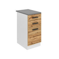KÜCHENUNTERSCHRANK 40 cm, mit Arbeitsplatte, mit Schubladen, Wotan-Eiche - Braun, Holz (40/85/51.6cm) - B BELINI GROUP