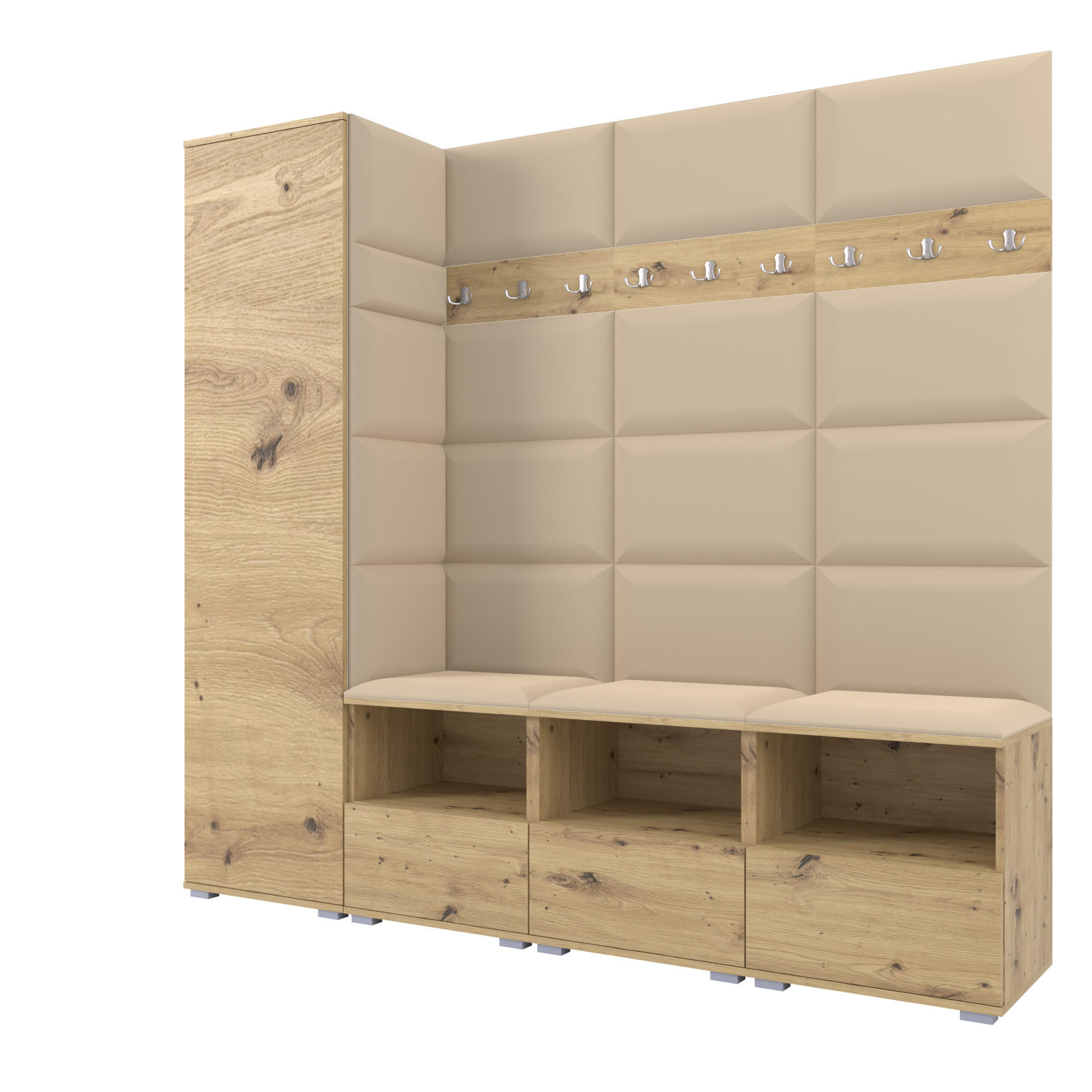 Ravio Garderobe Eiche Artisan, Beige 200x187x40 cm