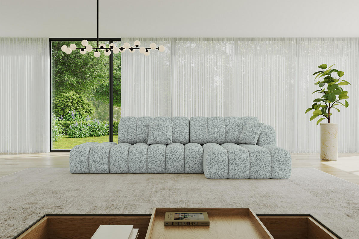 ECKSOFA mit Schlaffunktion Ottomane RECHTS OLEA-L2 321x164x75 Grün Tissu - Smaragdgrün/Schwarz, Holzwerkstoff/Kunststoff (164/321cm) - ALTDECOR