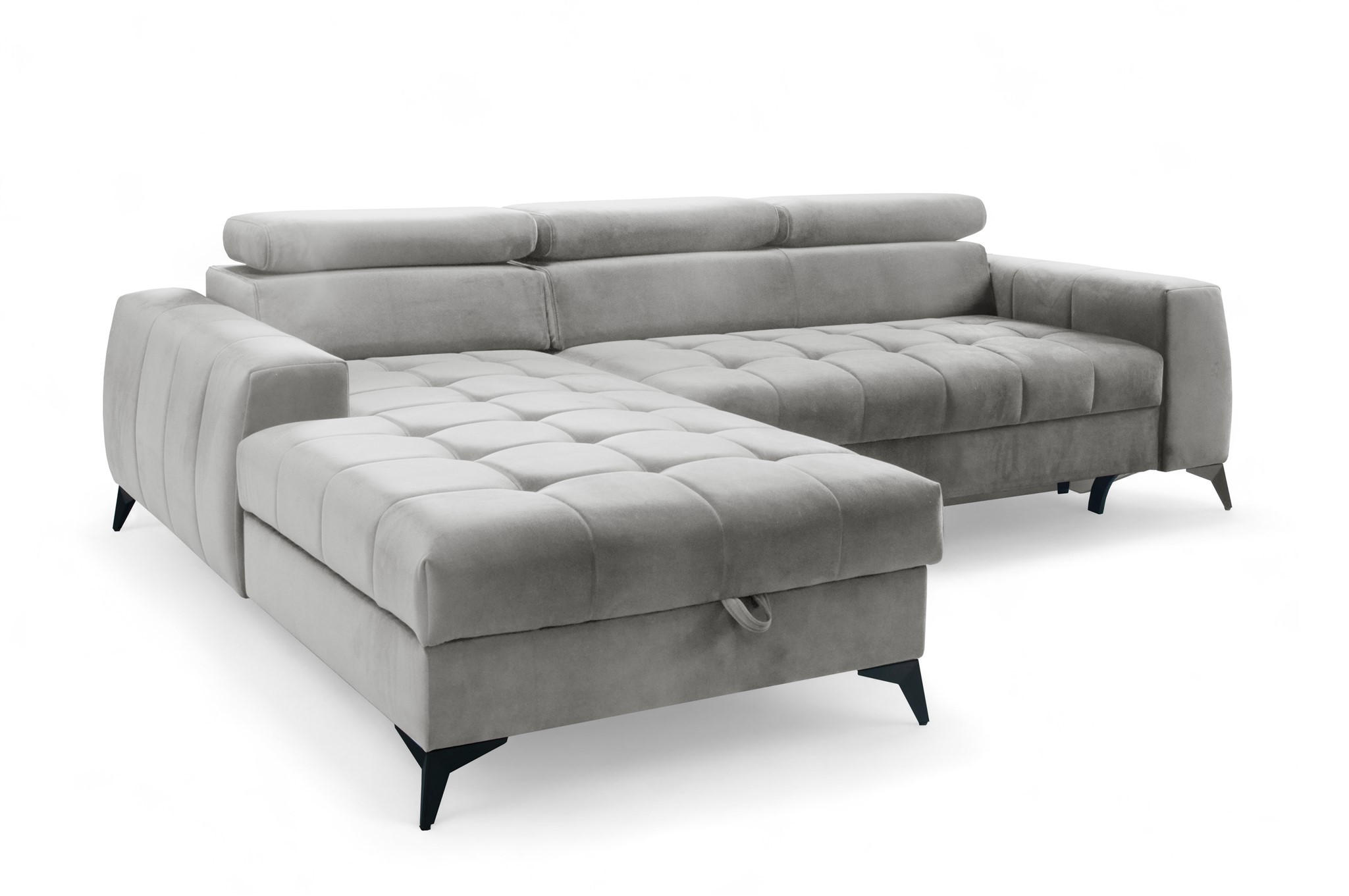 ECKSOFA Agnesa Xs In Salvador - Hellgrau, Holzwerkstoff/Textil (260/200cm) - Fun Möbel