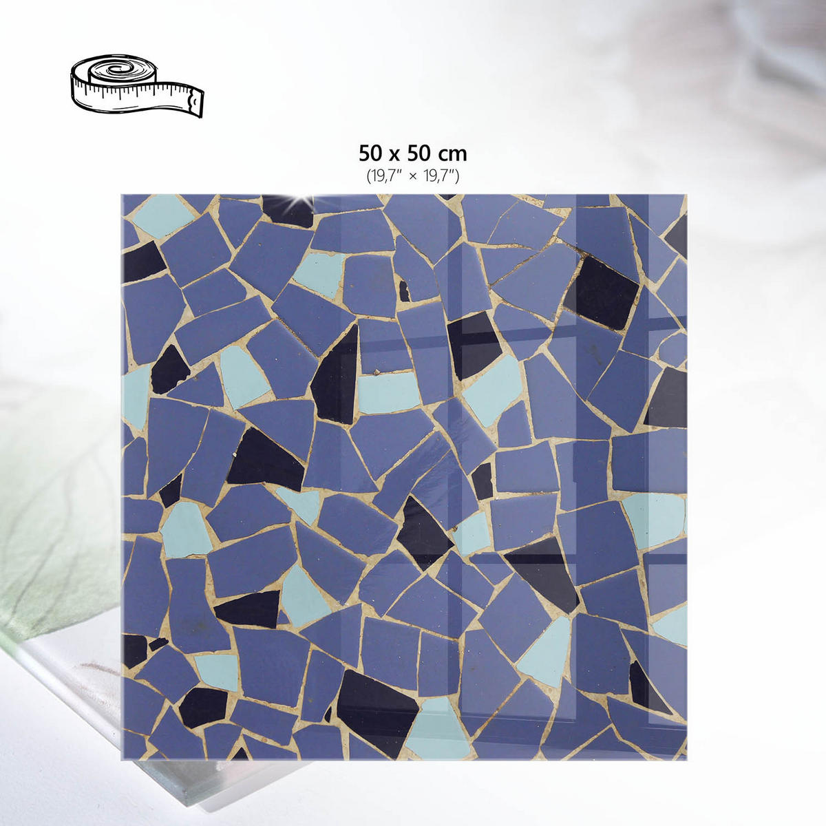 TISCHPLATTE 50x50 cm – Buntes Muster - Creme, Glas (50/50/0.4cm) - Wallfluent