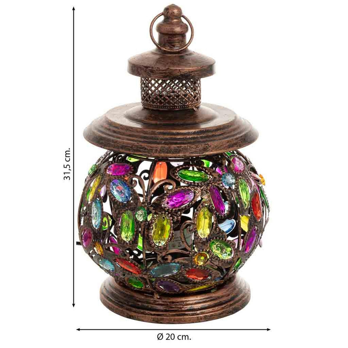 LAMPE aus Metall und Glas, 20x32cm - Multicolor, Metall (20/20/31cm) - Wanderlust