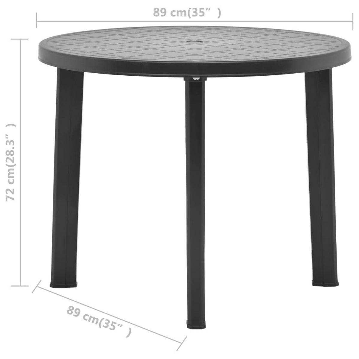 GARTENTISCH Anthrazit 89 Cm Kunststoff - Anthrazit, Kunststoff (9/89/72cm) - vidaXL