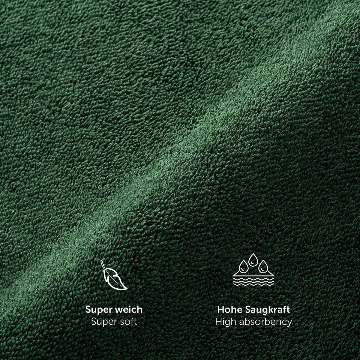 BADETUCH 2er-Set, 2x Badetuch 70/140 cm, Dunkelgrün - Dunkelgrün, Textil (70/140cm) - Blumtal