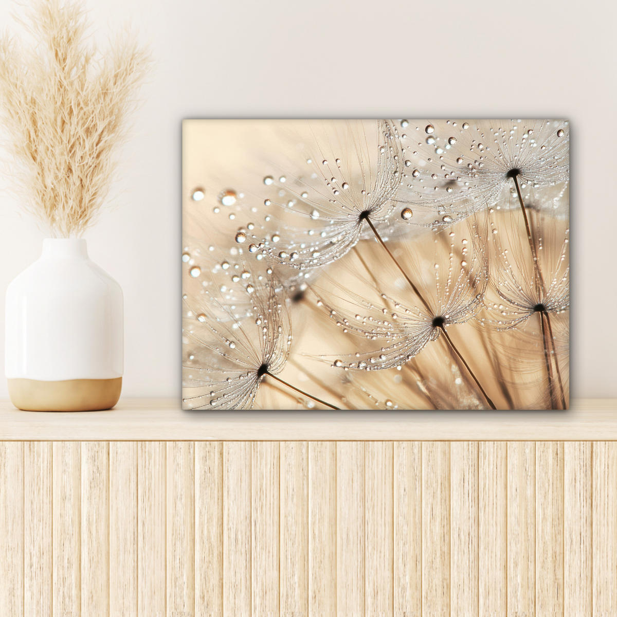 OBRAZ NA PLÁTNĚ Pampeliška - Abstraktní - Příroda - Béžová 40x30 cm - hnědá, textil (40/30cm) - MuchoWow