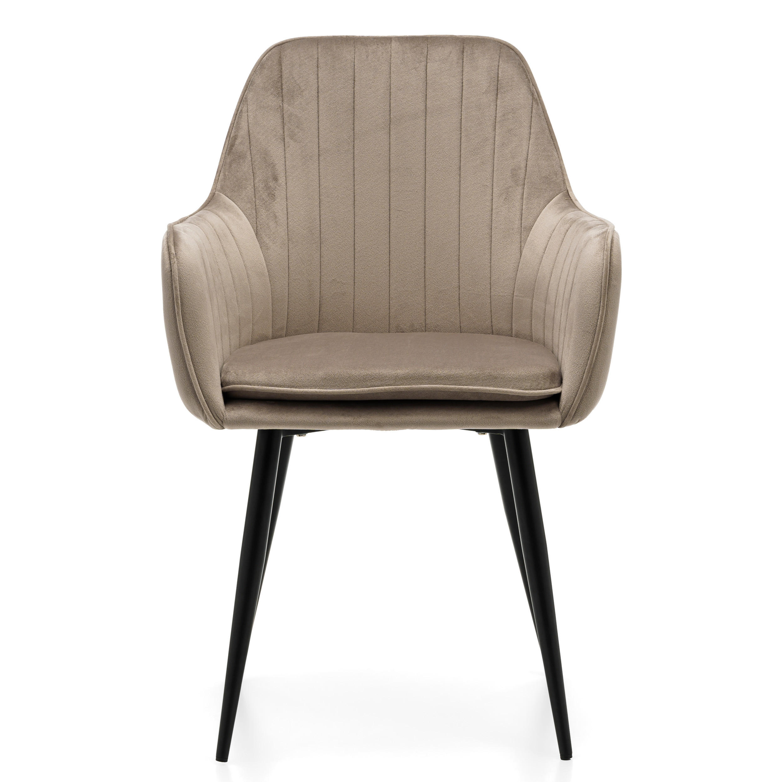 STUHL EMILIA gepolstert mit Steppung - dunkelbeige - Samt Velours - Beige/Schwarz, Textil/Metall (58/90/58cm) - NEW HOME
