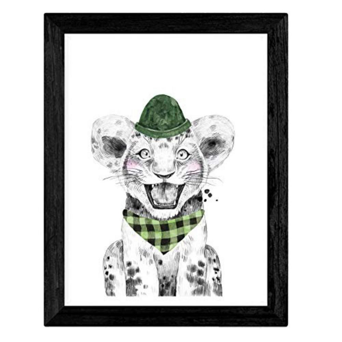 POSTER Set mit 4 „Tieren in Rosa, Grün und Schwarz“ A3 Rahmenlos - Klar, Papier (29.7/3cm) - Nacnic