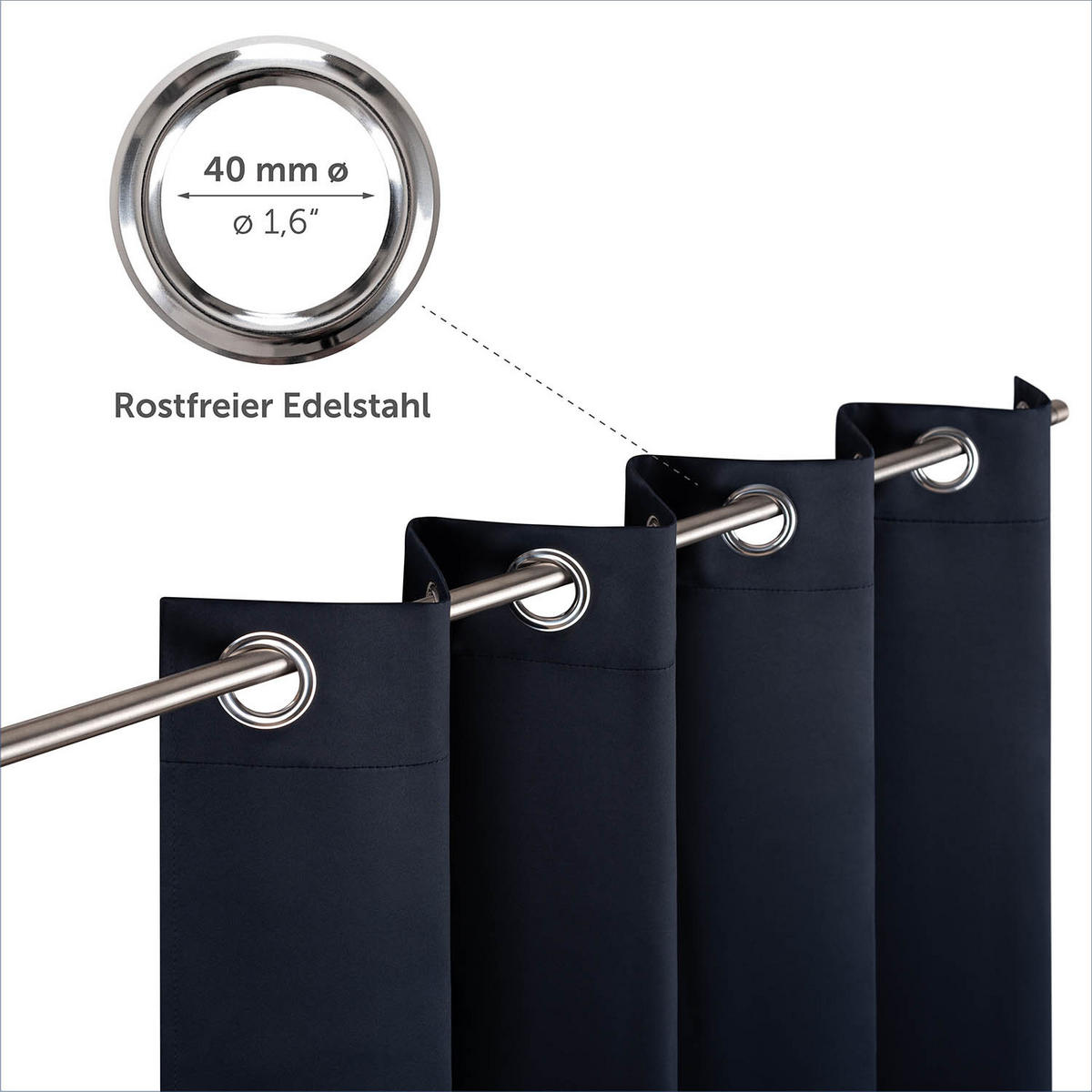 VERDUNKLUNGSVORHÄNGE Emelie 140/225 cm,2er-Set, mit Hitze- und Kälteschutz,Dunkelblau - Dunkelblau, Kunststoff (140/225cm) - Blumtal