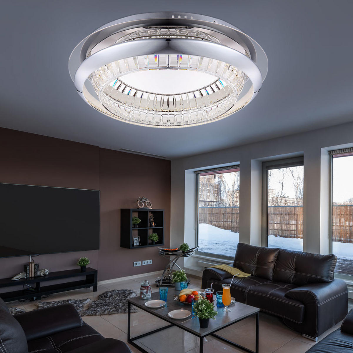 LED DECKENLEUCHTE EMPAL Silber Metall Glas - Silberfarben, Glas (65/65/11cm) - Globo Lighting