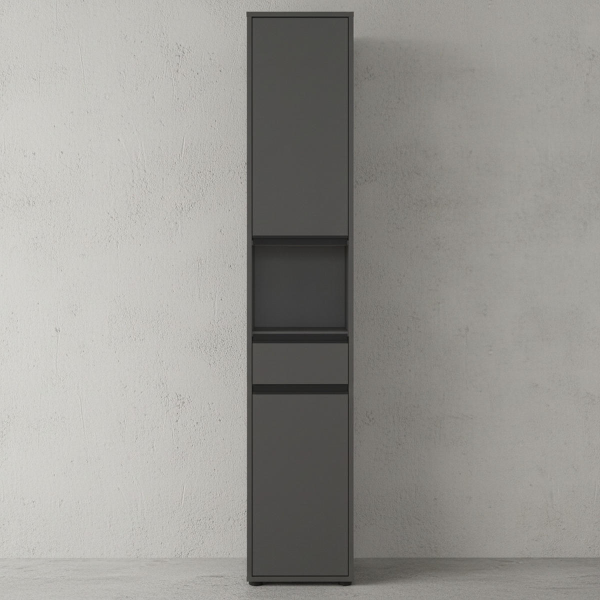 HOCHSCHRANK HAMBURG Soft-Close Modern 33x181x34 cm Graphit - Schwarz, Holzwerkstoff (33/181/34cm) - KADIMA DESIGN