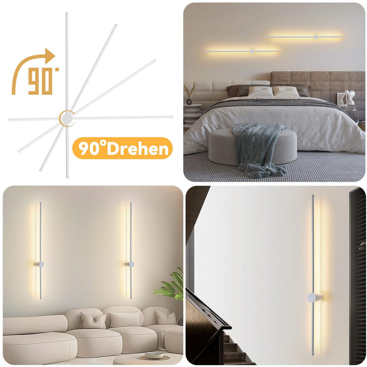 LED - WANDLEUCHTE Meerthunir 6.0/10.0/100.0 cm - Weiß, Metall (6/10/100cm) - ZMH