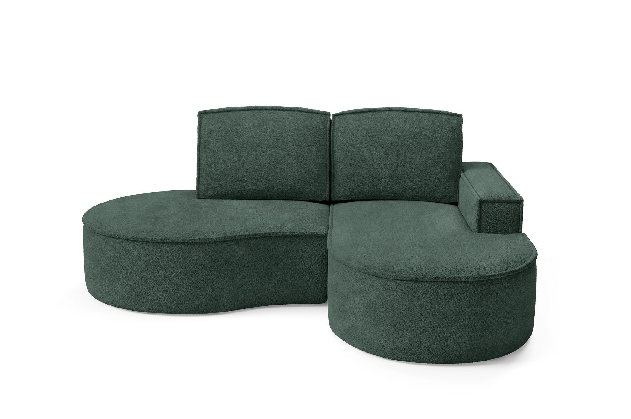ECKSOFA Flow Grün, mit Kissen in Abriamo Stoff, rechte seite - Grün, Holzwerkstoff/Textil (210/157cm) - Bettso