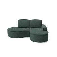 ECKSOFA Flow Grün, mit Kissen in Abriamo Stoff, rechte seite - Grün, Holzwerkstoff/Textil (210/157cm) - Bettso