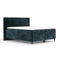 BOXBETT Monpelli Türkisfarben 140/200 cm mit Matratze und Topper - Türkis/Schwarz, Holz/Holzwerkstoff (140/200cm) - Maison de Reve