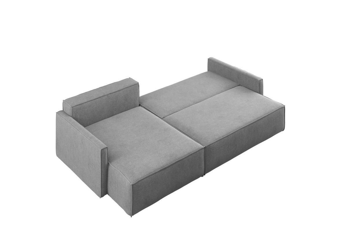 SCHLAFSOFA Carlos L-Form, Ecksofa Mit Bettkasten Und Schlaffunktion Stoff Salvador Rechts Grau - Grau, Holz/Textil (250/83/142cm) - Kaiser Möbel