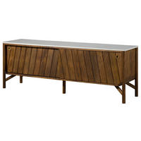 SIDEBOARD Mango 185x45x65 braun geölt / echter Marmor LOS ANGELES #07 - Braun, Holz (185/65/45cm) - Massivmoebel24