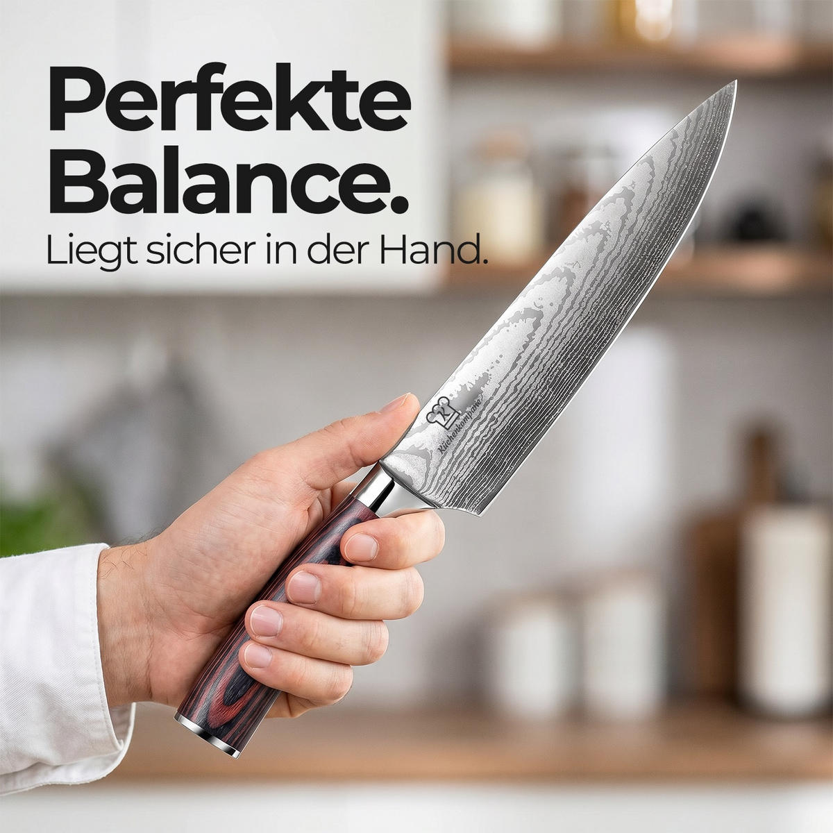 KÜCHENKOMPANE Profi Messer-Set 8-tlg. – Edelstahl Küchenmesser mit Pakkaholz-Griffen - Braun, Holz/Metall - Küchenkompane