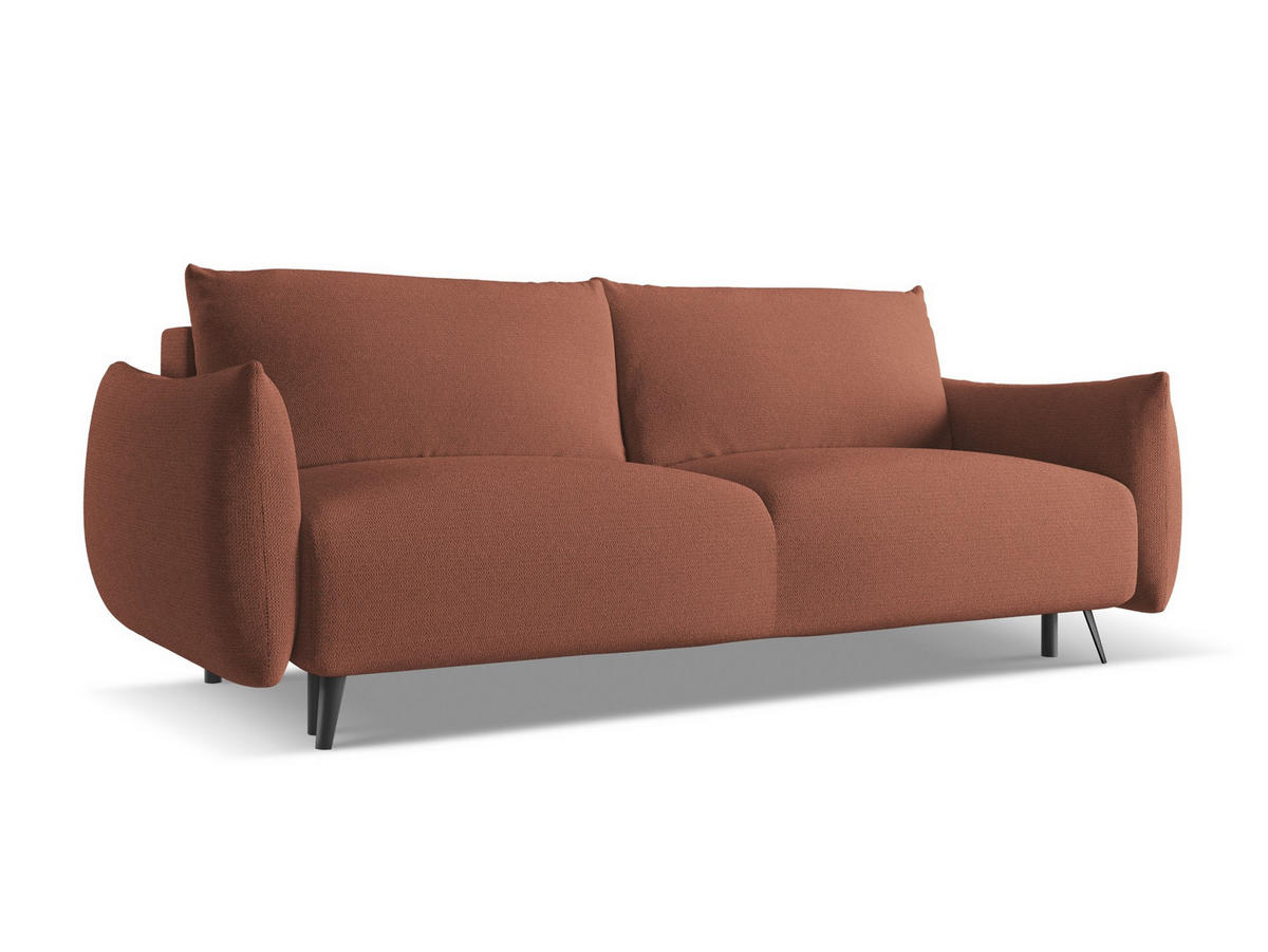 3-SITZER SOFA mit Schlaffunktion Chenille Stoff Pink - Pink/Hellrosa, Textil/Metall (230/86/105cm) - Makamii