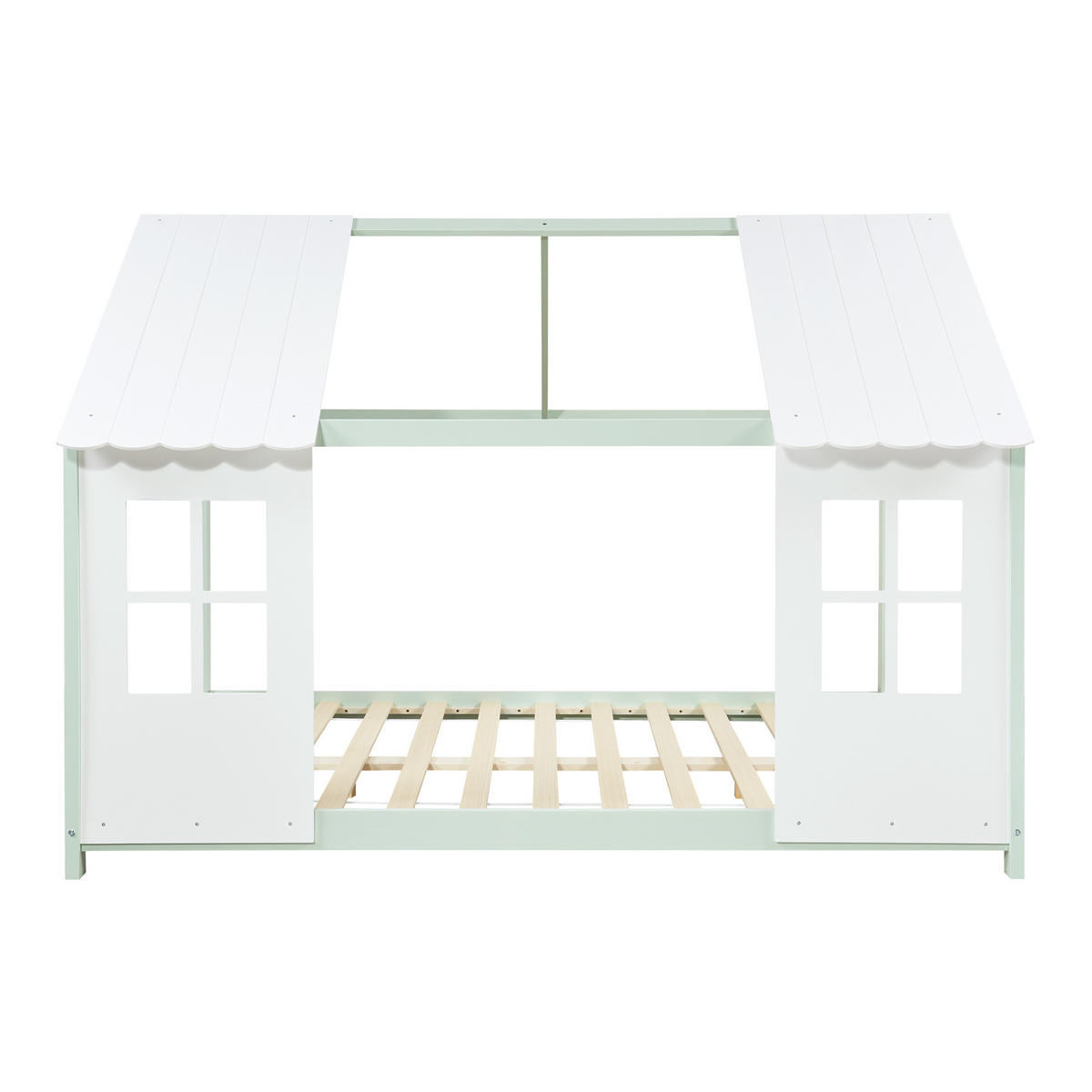 HAUSBETT Tostedt - Weiß/Mintgrün, Holz (140/200cm) - [en.casa]