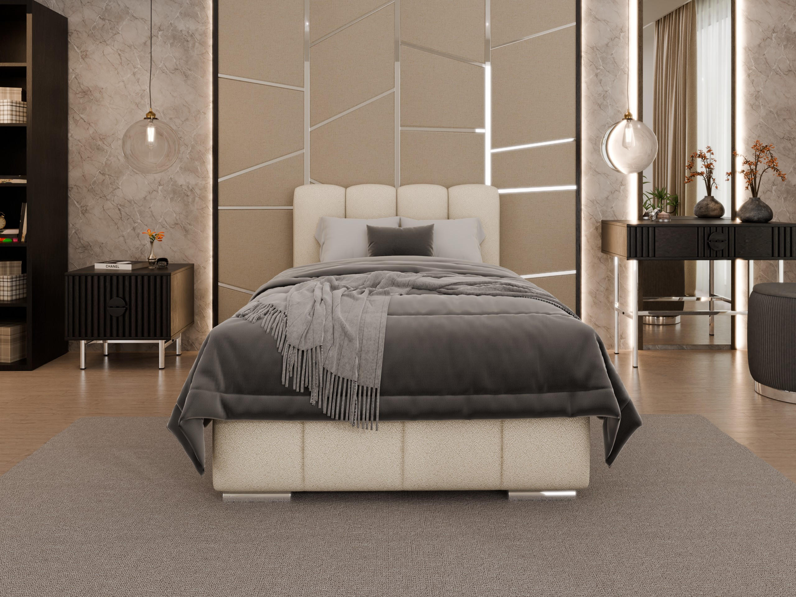 POLSTERBETT Zaira 100x200cm – Elegantes Polsterbett für modernen Wohnstil , ohne matratze, beige - Beige, Holz (100/200cm) - Panda Möbel