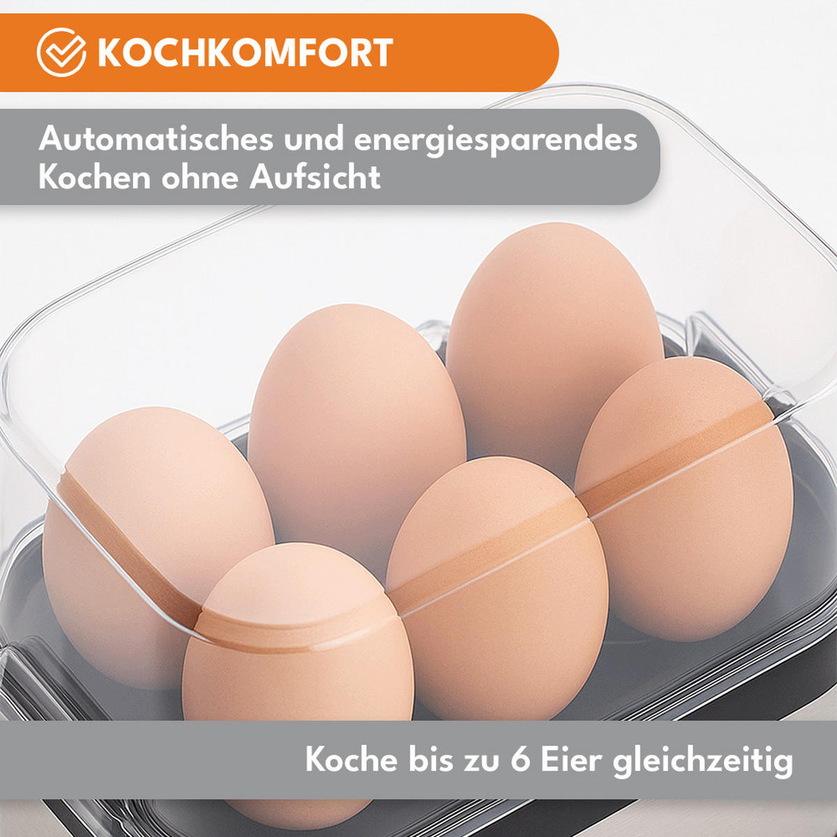 EIERKOCHER für 6 Eier - Silberfarben, Kunststoff (11/13.5/16.5cm) - KRUMAD