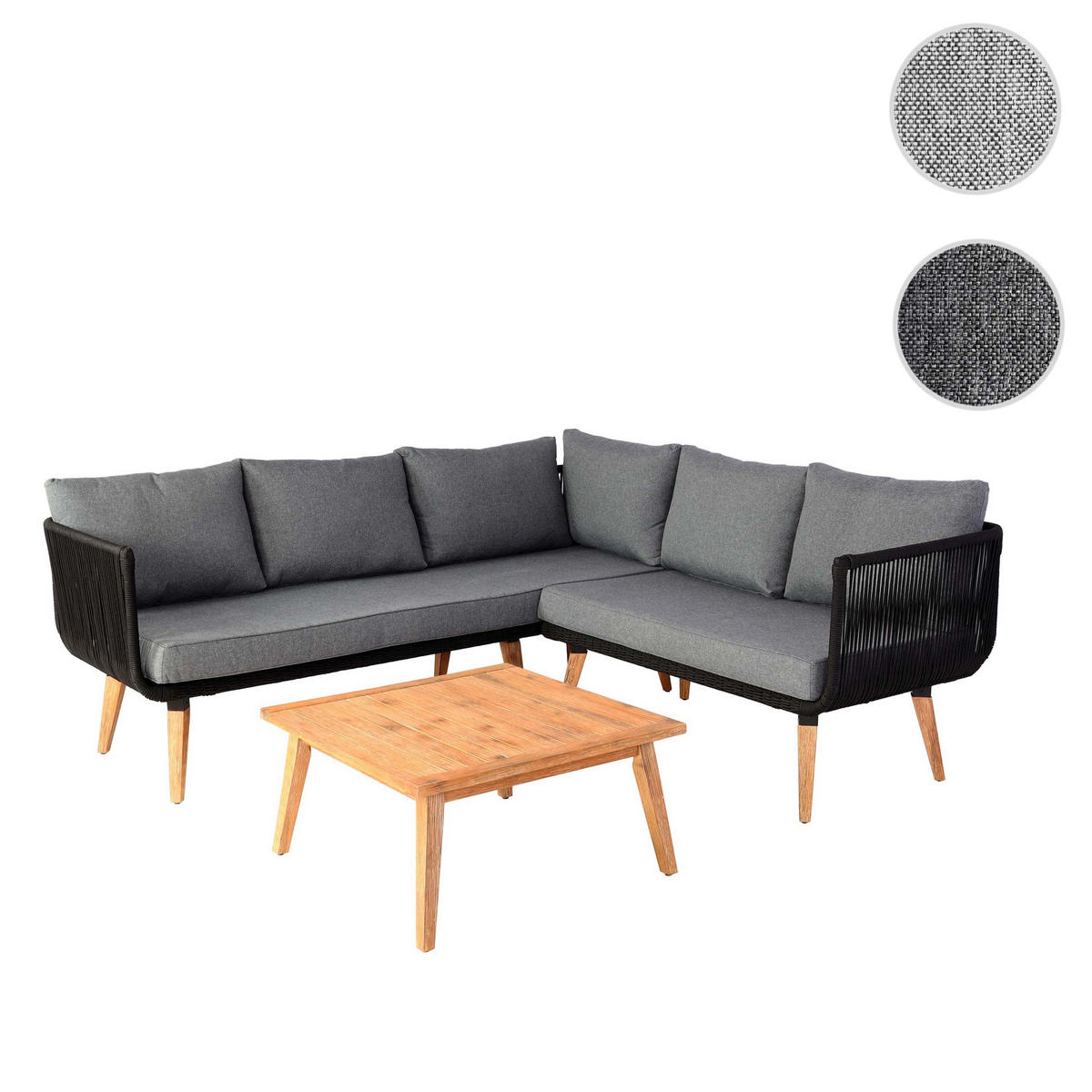 GARTEN-GARNITUR Schwarz, Braun, Grau - Schwarz/Braun, Holz - MCW