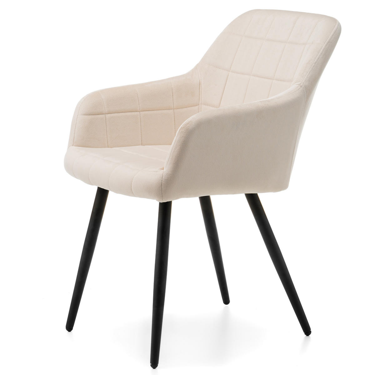 STUHL ORTE gepolstert mit Steppung - beige - Samt Velours - Beige/Schwarz, Textil/Metall (56/85/62cm) - NEW HOME