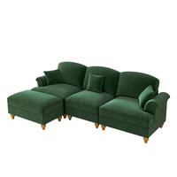 MODULARES Ecksofa Chenille mit Hocker und abnehmbarem Rüschenrock 272/140/93 cm Grün - Grün, Textil (140/272cm) - Redom