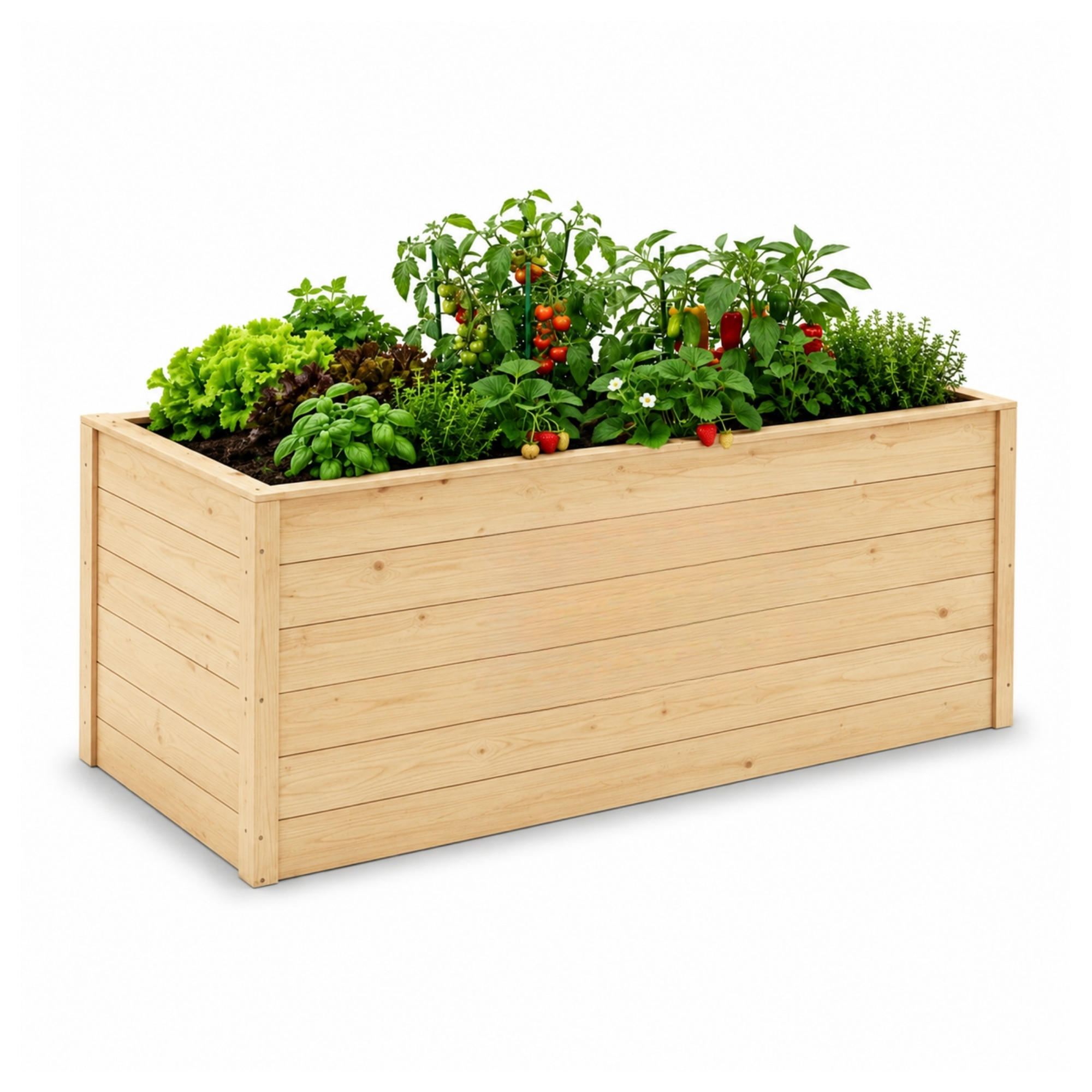HOCHBEET HARZ aus Holz mit Schutzfolie 90x170x84 cm Außenbereich Natur Holz - Naturfarben, Holz (170/90/84cm)