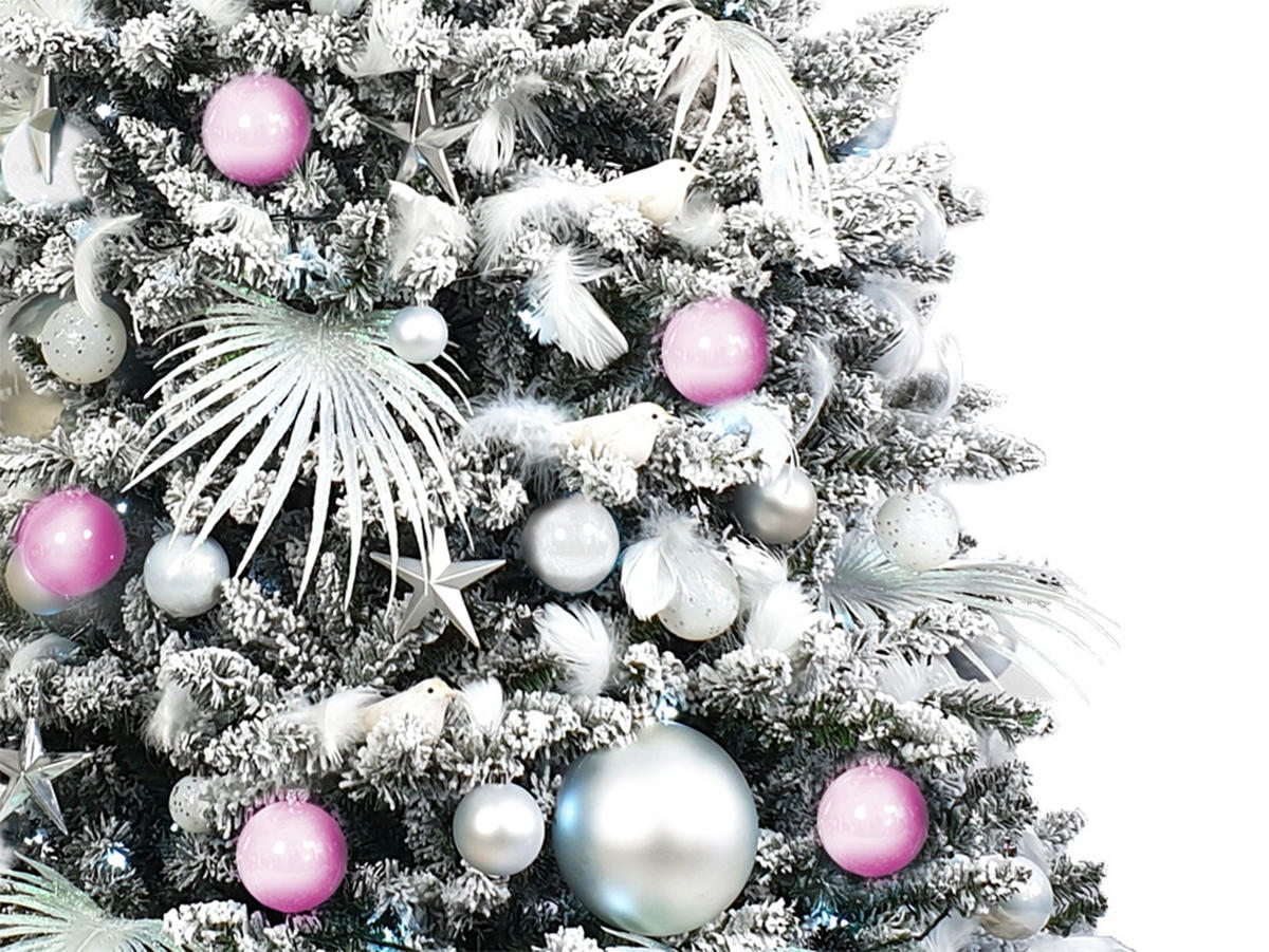 LAALU CHRISTBAUMKUGEL-SET 222 Stück im Karton POLAR PINK für Weihnachtsbäume 300-600 cm - Rot/Silberfarben, Glas/Kunststoff (60/50/80cm) - LAALU