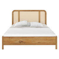 MASSIVHOLZBETT Harmark, Rattan - Kopfteil, Eiche - lackiert, Naturfarben, 140x200 - Eichefarben, Eichenholz/Holz (140/200cm) - Skandica