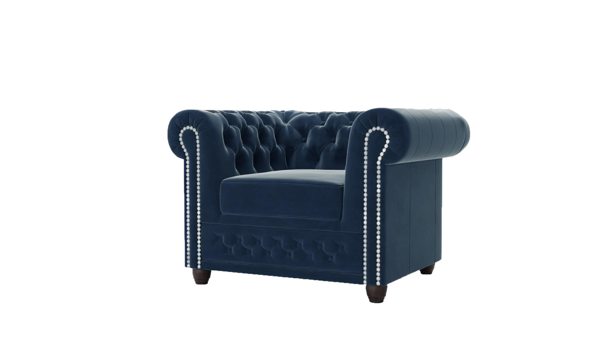 CHESTERFIELD-SESSEL Nyx Marineblau Samt - Dunkelblau/Braun, Holz/Textil (94/72/86cm) - S-Style Möbel
