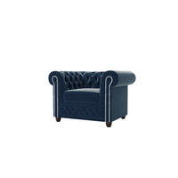 CHESTERFIELD-SESSEL Nyx Marineblau Samt - Dunkelblau/Braun, Holz/Textil (94/72/86cm) - S-Style Möbel