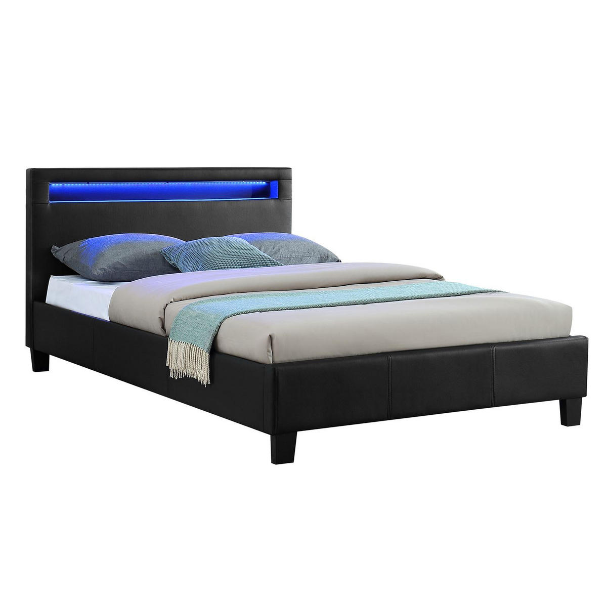 POLSTERBETT MIT LED MIRASOL 120X200 CM - Schwarz, Textil (120/200cm) - CARO-Möbel