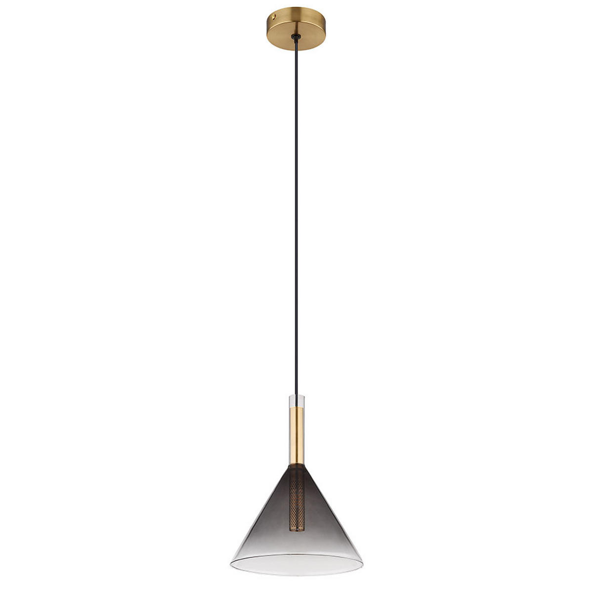 HÄNGELEUCHTE, Metall, Messingfarben, LED - Schwarz, Glas (20/20/120cm) - Globo Lighting