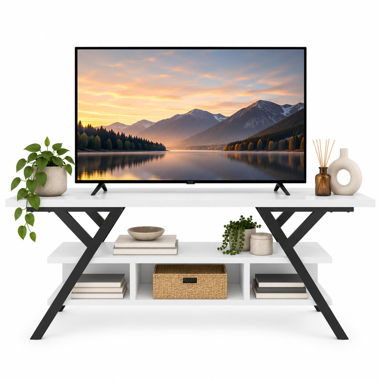 Decorotika TV Schwarz, Weiß 120x55x35 cm