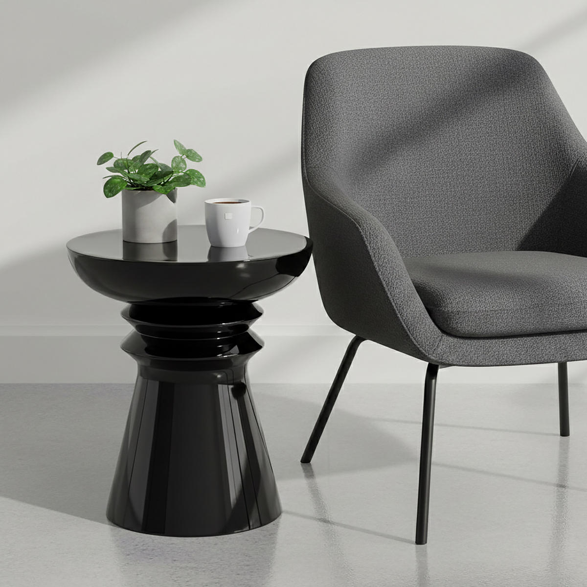 STRANSKI tabel - črna, kovina (38/38/45cm) - Relaxdays