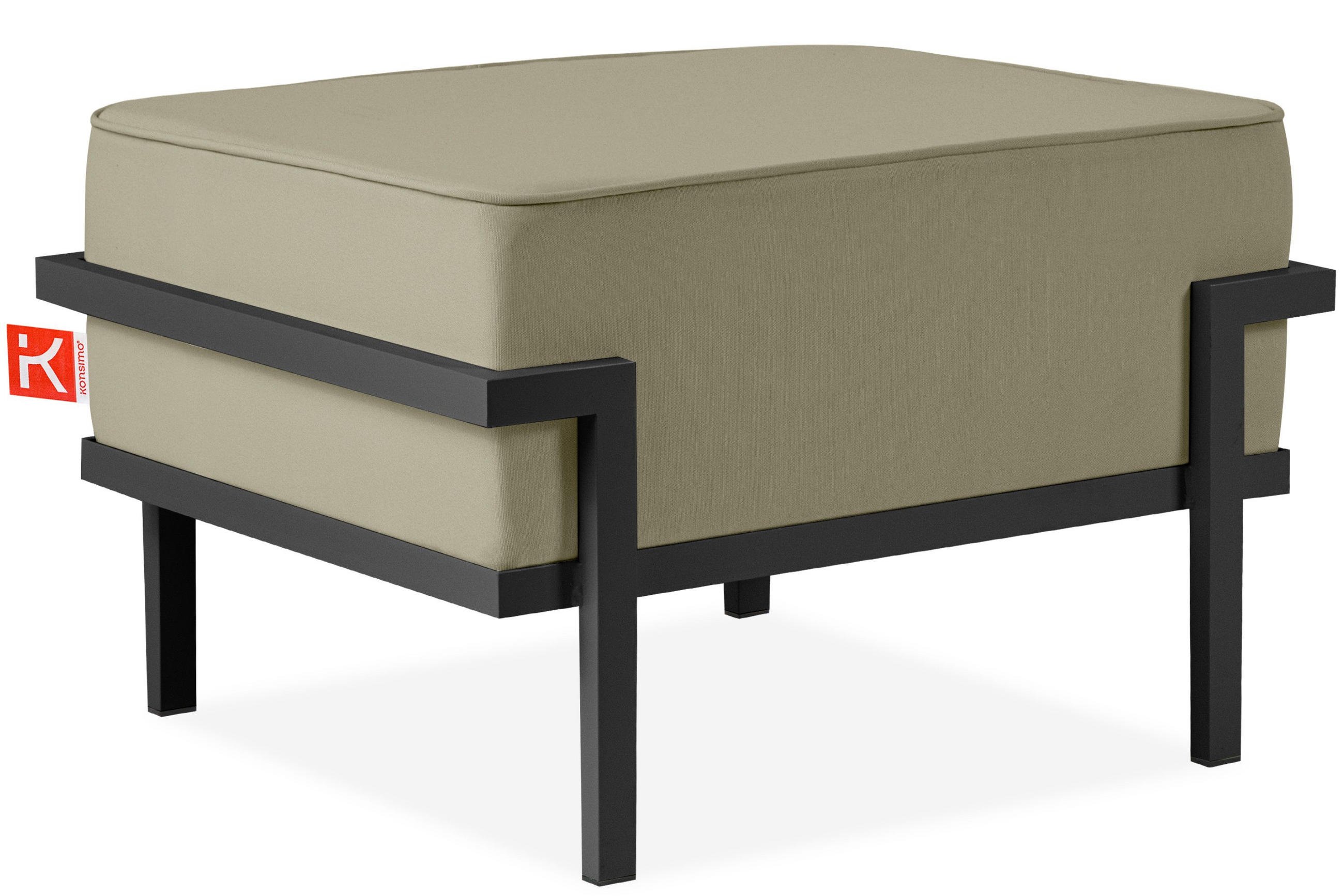 GARTENLOUNGE-HOCKER TRIGLO auf Metallfüßen, Modern, Dunkelgrau/Beige - Dunkelgrau/Beige, Textil/Metall (69/44/54cm) - KONSIMO®