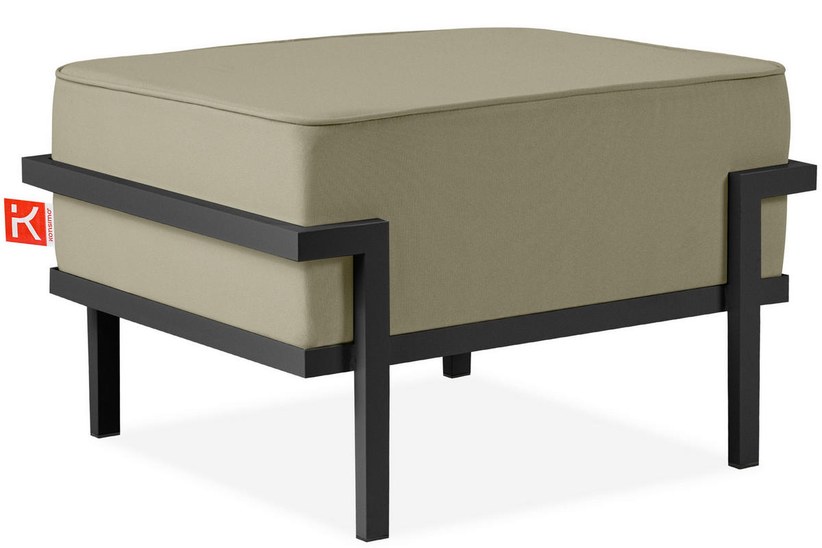 GARTENLOUNGE-HOCKER TRIGLO auf Metallfüßen, Modern, Dunkelgrau/Beige - Dunkelgrau/Beige, Textil/Metall (69/44/54cm) - KONSIMO®