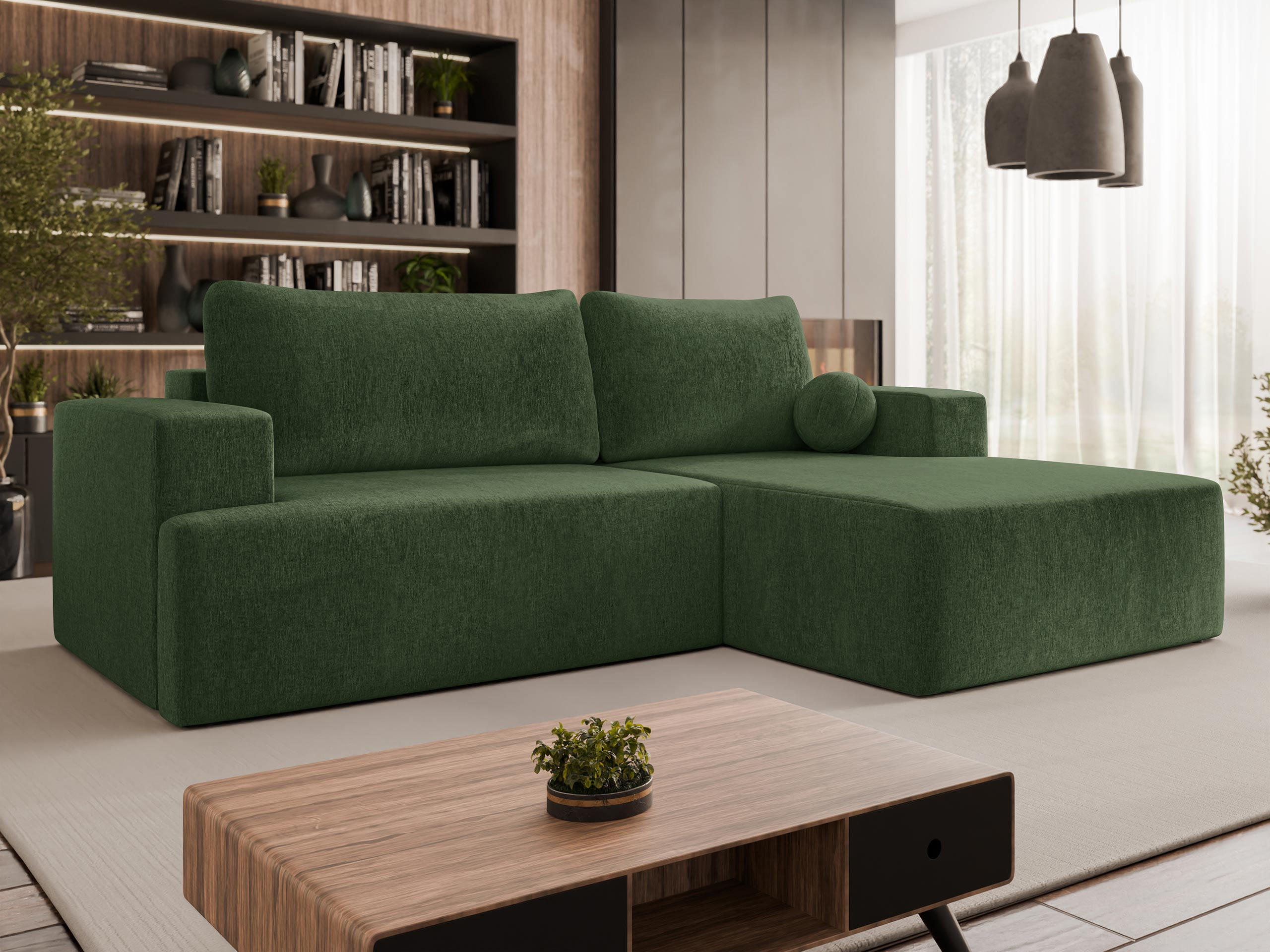 ECKSOFA Mivo, Seite: Rechts - Schwarz/Grün, Holz/Kunststoff (266/163cm) - MIRJAN24